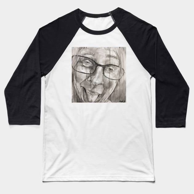 Black and white woman face Baseball T-Shirt by FridaJohanssonArt